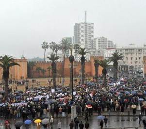 Miles de manifestantes salieron a las calles en Rabat, la capital de Marruecos