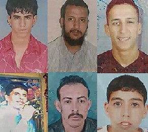 Los cinco heridos, junto al fallecido Elgarhi Nayem (dcha)