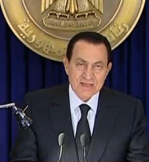 Egypt's President Hosni Mubarak speaking on national TV late night of 28